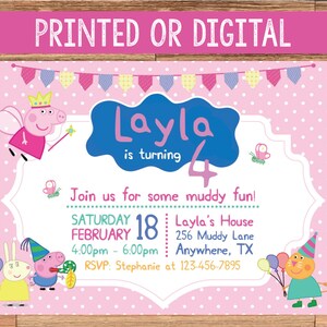 2 Options Peppa Pig Train Birthday Invitation with Photo or without Photo Print at Home. Digital File All Aboard Peppa /& Friends