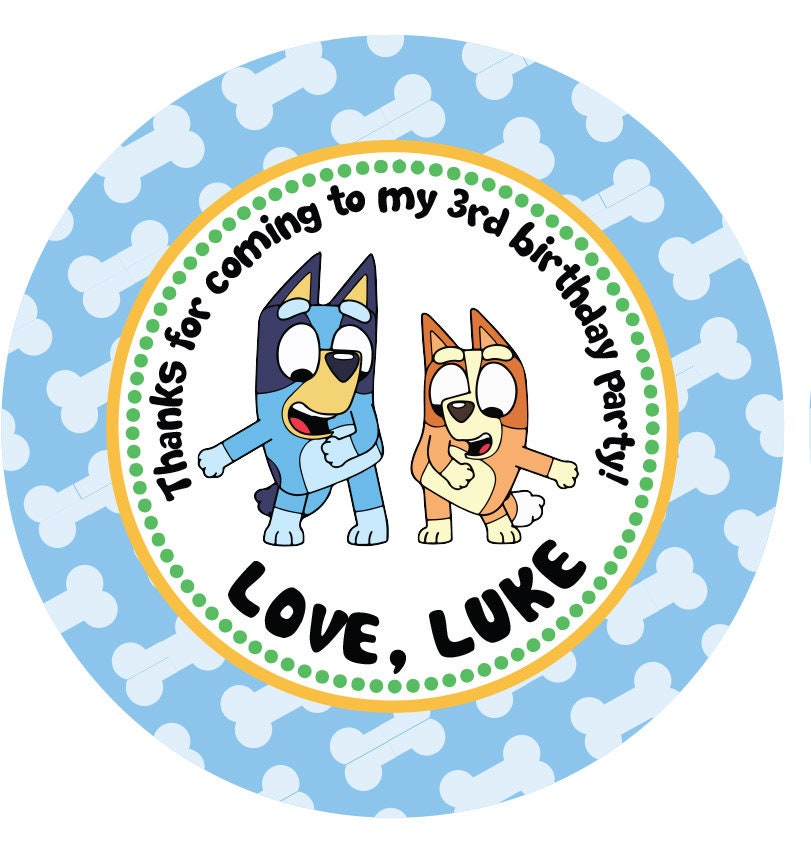 BLUEY BLUE Personalized Stickers for Gift Bags Party Favors Etsy