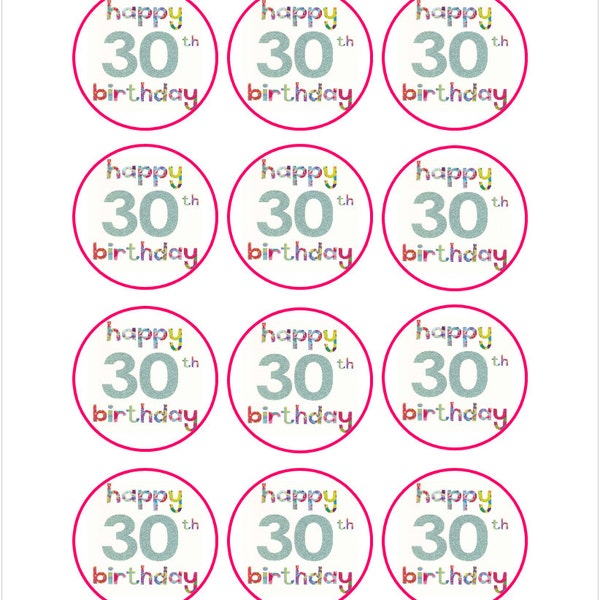 30th Birthday Cupcake Toppers Etsy