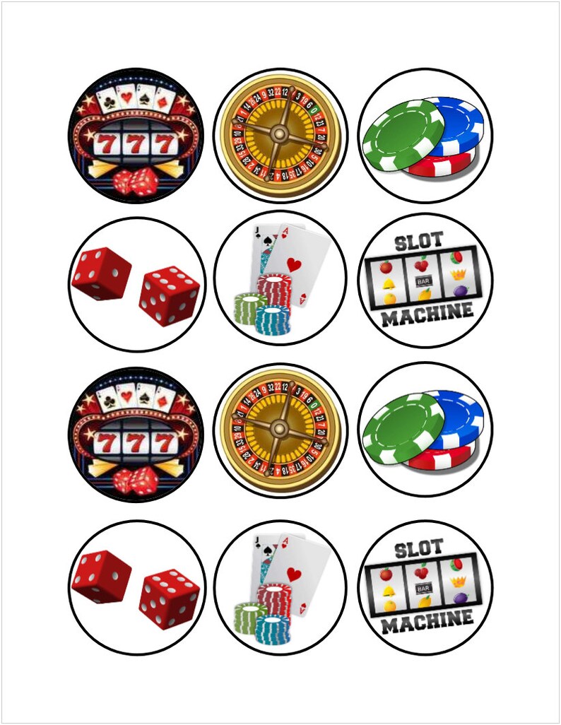 Edible Casino Themed Cupcake Cookie Toppers Etsy
