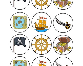 Edible Pirate Themed Cupcake Toppers