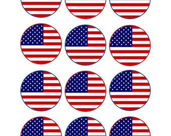 Edible Cupcake Toppers American Star Cupcake Rings, 24 DecoPac USA Stars & Stripes Cake Toppers For July 4th, Independence Day, Red, White, Blue, America - 24 Pack Star Cupcake Toppers