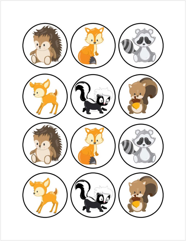 Edible Cute Woodland Animals Cupcake Cookie Toppers Etsy