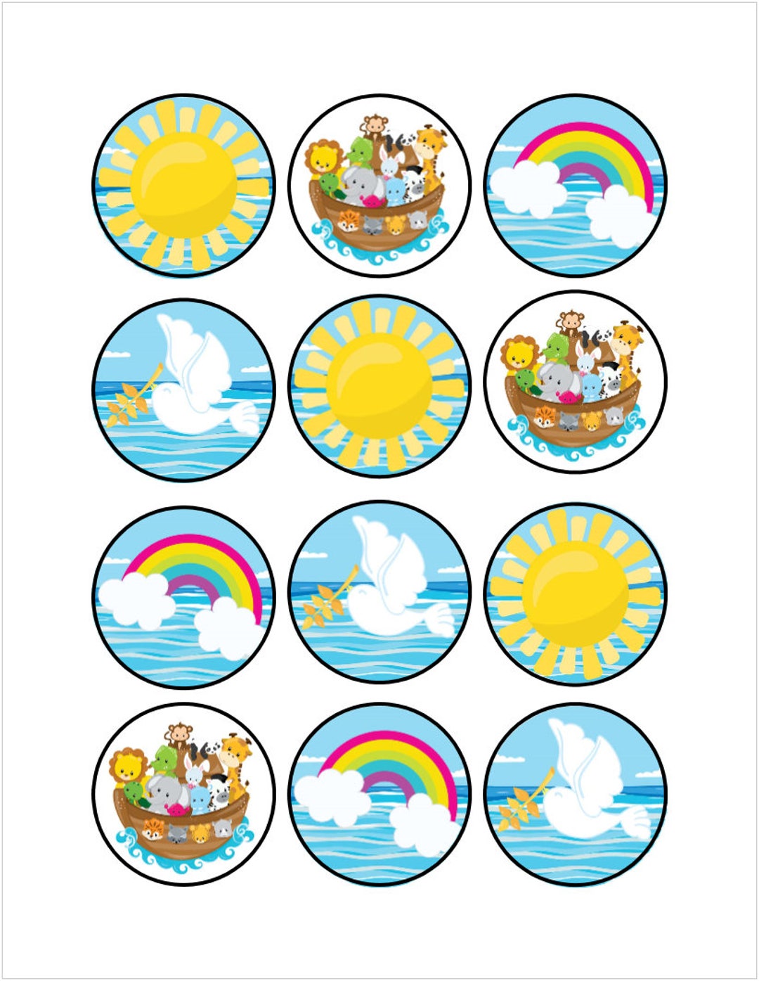 Edible Noah's Ark Themed Cupcake Cookie Toppers - Etsy