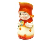 Antique 1930s Goebel Milk Jug Dutch Girl with Flowers 39 Engelburg 39 Swiss Alpine Holiday Souvenir Orange Hand Painted Old Ceramic Creamer