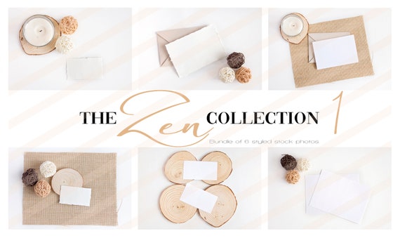 Pure Natural Zen Stationery Mockup Bundle Styled Stock Photography