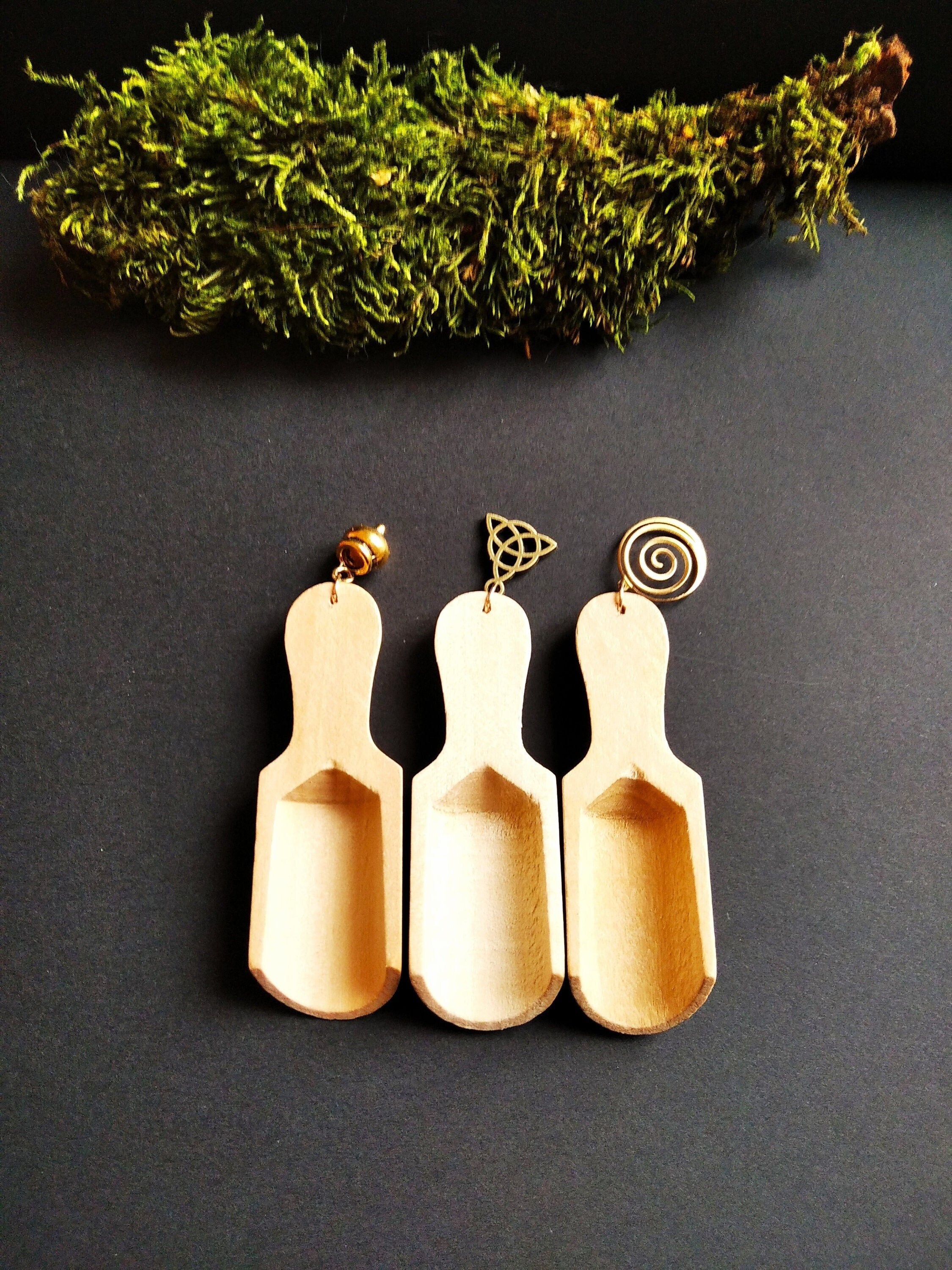 Petite Cuillère Bois, Chaudron Doré, Spirale, Triquetra