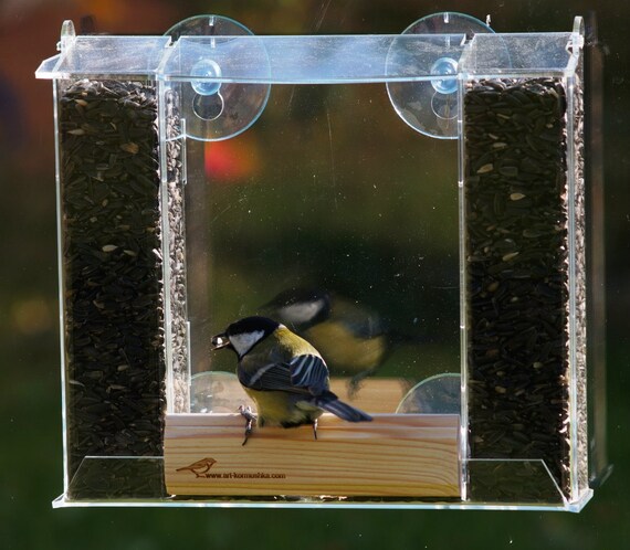 Diner 9 Window Bird Feeder Hold 3 Cups Black Recycled Poly Lumber