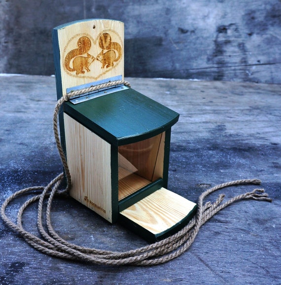 Squirrel Feeder Wooden Box Hanging Outdoor Backyard Nature Etsy