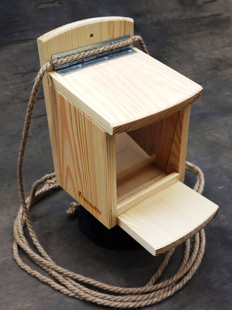 Wooden Squirrel Feeder Box For Nuts And Seeds Wildlife Outdoor Etsy