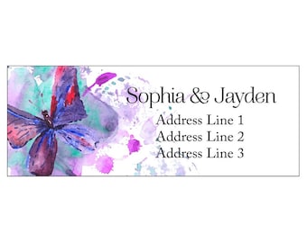 30 Custom Rainbow Butterfly Personalized Address Labels
