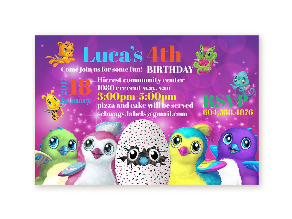Set of 10 Personalized Birthday Invitaton cards Hatchimal | Etsy