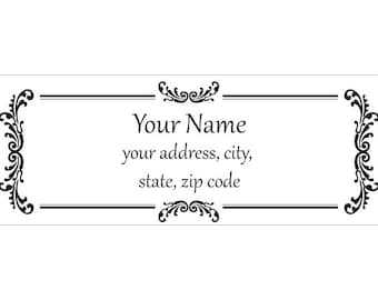 Set of 30 Personalized Return Address Labels vintage look pattern