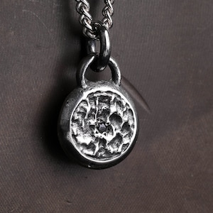 Mens Necklace Black Diamond Pendant for Men in Sterling Silver Custom Engraving Personalized Jewelry
