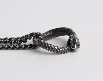 Men's Necklace Ouroboros Pendant Handmade in Sterling Silver for Him