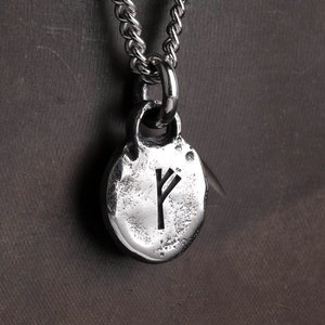 Mens Necklace Elder Futhark Runes Tag Pendant for Men in Sterling Silver