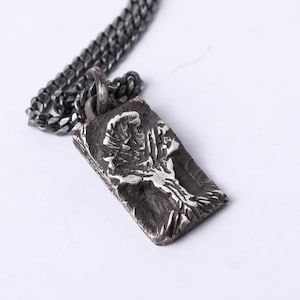 Mens Necklace Tree of Life Charm Pendant in Sterling Silver 925