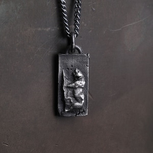 Men&#39;s Necklace Tiger Tag Pendant in Solid Sterling Silver