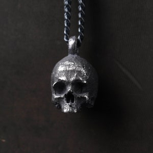 Men&#39;s Necklace Skull Pendant no Jaw Handmade in Sterling Silver
