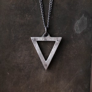 Mens Necklace Triangle Pendant Handmade in Sterling Silver