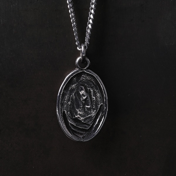 Collier homme avec pendentif miroir en argent sterling 925