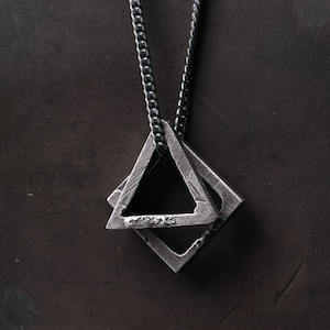 Herenketting driehoek vierkante hanger in sterlingzilver 925