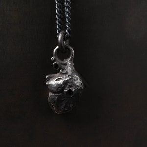 Men's Necklace Human Heart Handmade in Sterling Silver