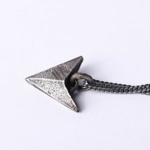 Mens Necklace Arrow Tip Charm Pendant in Sterling Silver 925