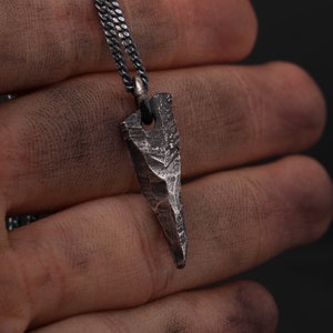 Mens Necklace Rustic Dark Pendant for Men in Sterling Silver image 2