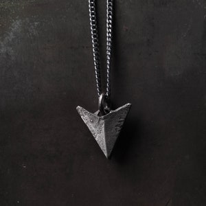 Mens Necklace Arrow Tip Charm Pendant in Sterling Silver 925 image 2