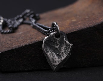 Man Necklace Small Arrowhead Tag Pendant Handmade in Sterling Silver