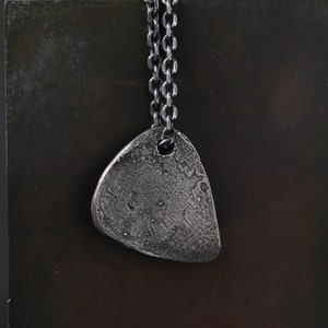 Men's Necklace Guitar Pick Pendant Handmade in Sterling Silver