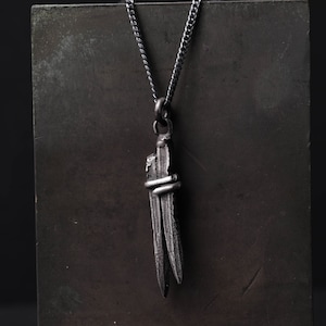 Mens Necklace Medieval Nail Pendant in Sterling Silver 925