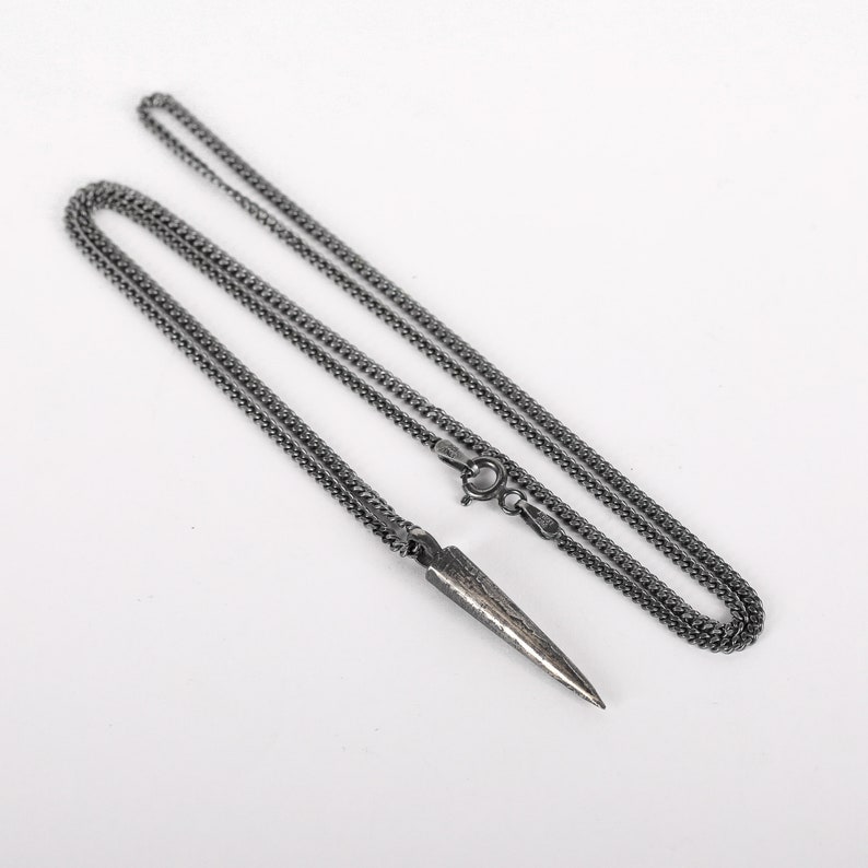 Mens Necklace Antique Silver Spike Pendant Handmade Jewelry Etsy