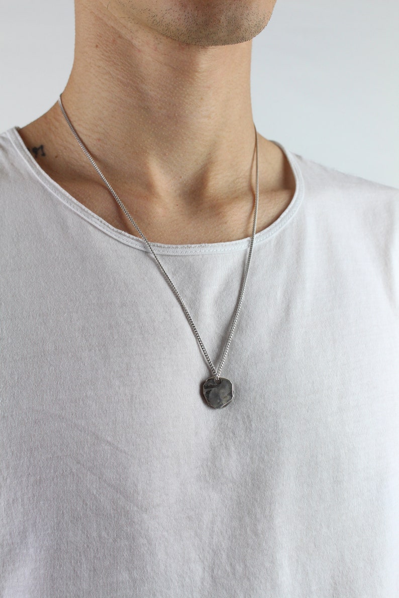 Rustic Sterling Silver Pendant Necklace For Men Etsy