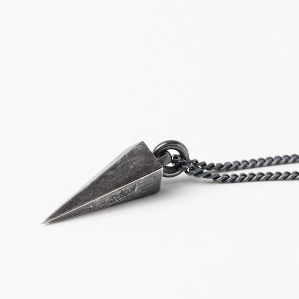 Collier homme pyramide avec pendentif pendule fait main en argent sterling