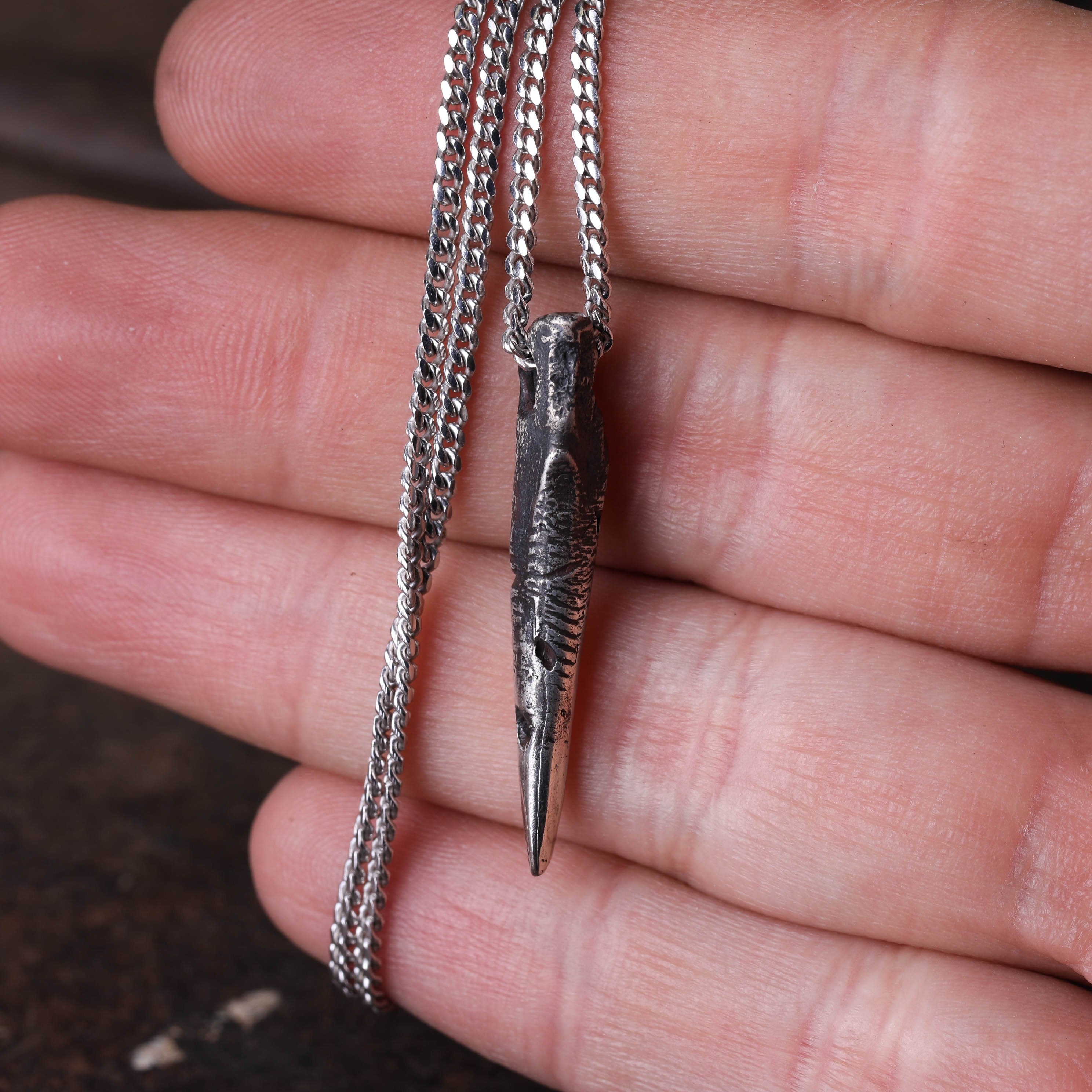 Man Necklace Silver Spike Pendant Silver Jewelry Etsy
