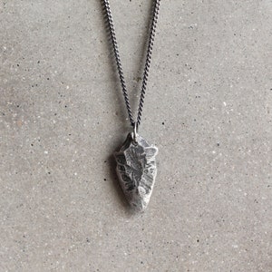 Arrowhead Necklace for Men Handmade in Oxidized Sterling Silver Rustic Style