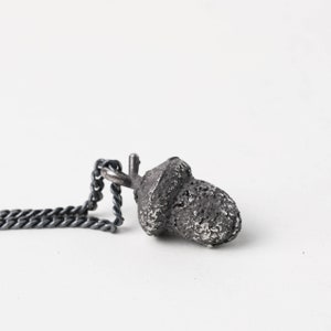Men&#39;s Necklace Sterling Silver Acorn Pendant Rustic Handmade Jewelry