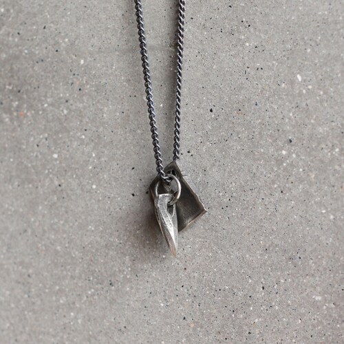 Mens Necklace Custom Initial Pendant in Sterling Silver Etsy