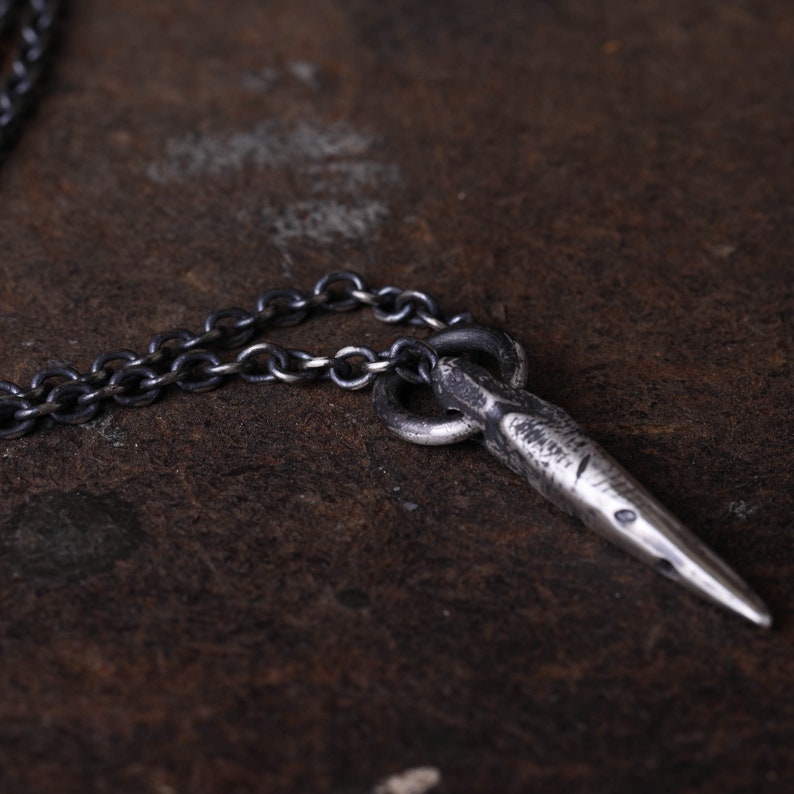 Men's Necklace Silver Spike Pendant Handmade in Sterling Etsy