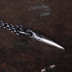 Men&#39;s Necklace Silver Spike Pendant handmade in Sterling Silver