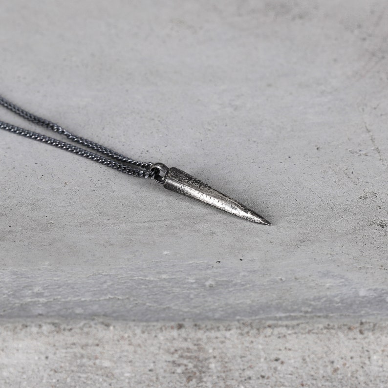 Mens Necklace Antique Silver Spike Pendant Handmade Jewelry Etsy