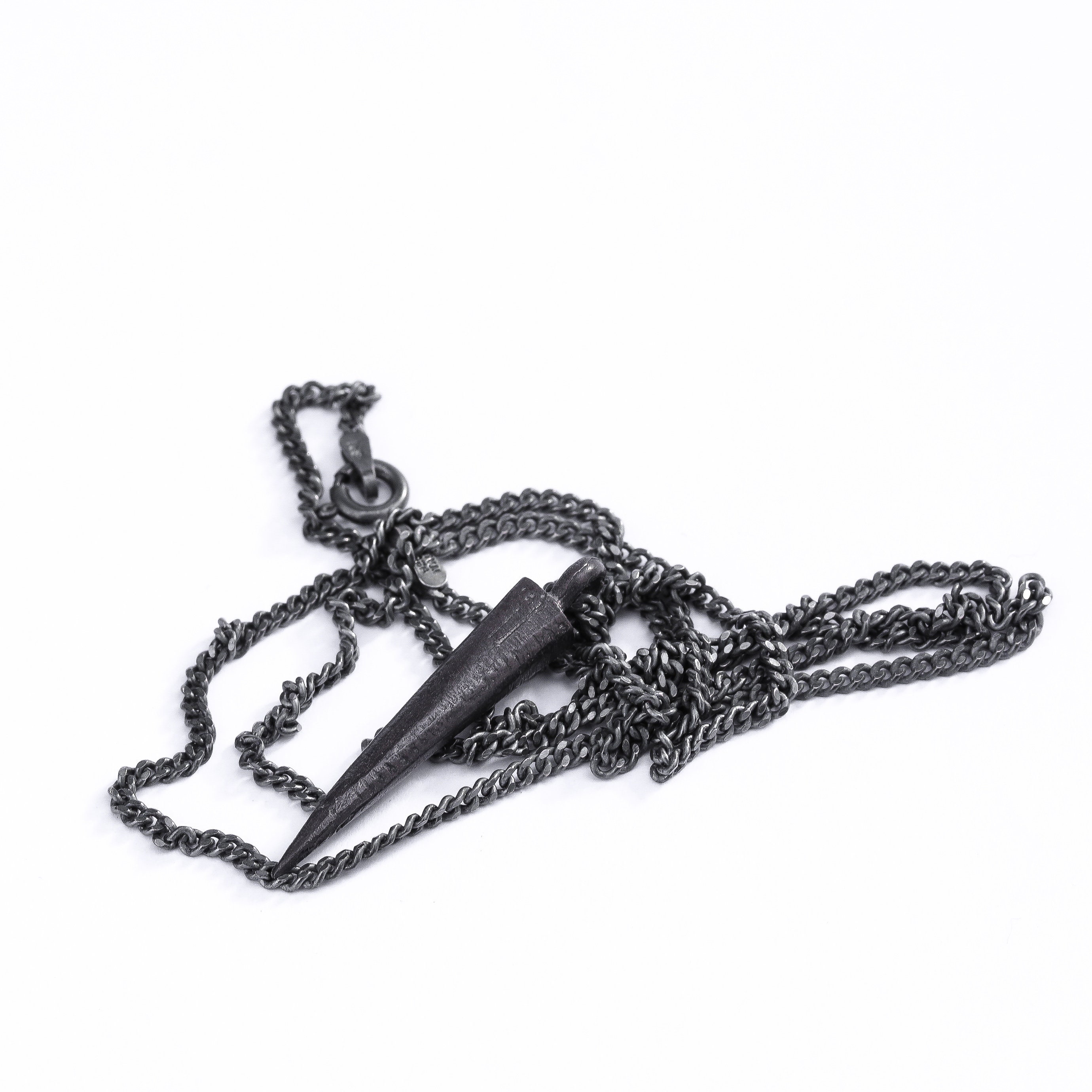 Mens Necklace Black Spike Pendant Handmade Jewelry in Oxidized Etsy