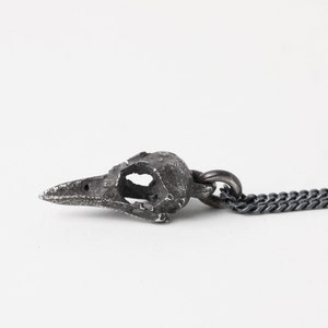 Men&#39;s Necklace Raven Skull Pendant Bird Bones in Sterling Silver