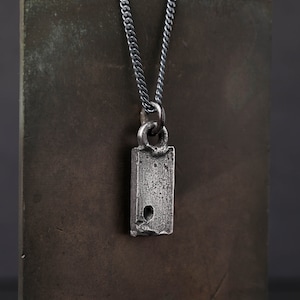 Mens Necklace Tag Handmade in Solid Sterling Silver