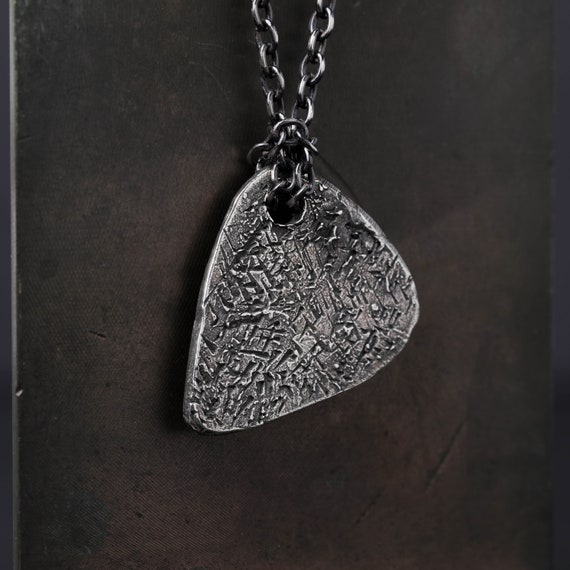 Men s Necklace Textured Guitar Pick Pendant Necklace Etsy Australia