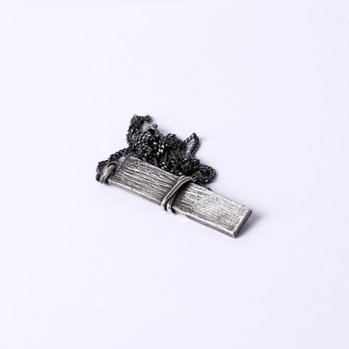 Man shops Necklace Wire Wrapped Bar Pendant Necklace for Men in Sterling Silver