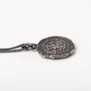 Men's Necklace Ghost Compass Pendant Necklace in Sterling Silver image 3