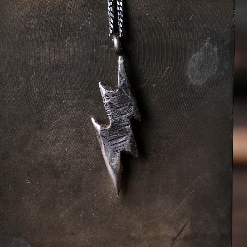 Mens Necklace Lightning Bolt Thunder Bolt Pendant Necklace Etsy